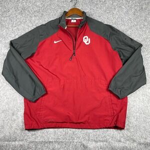Oklahoma Sooners Jacket Mens Large Red Nike Windbreaker Storm-Fit Pullover OU